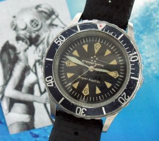   ORIGINAL, RARE 60s Eternamatic Super Kon Tiki Dive Watch  SERVICED