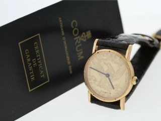 Unisex Corum 1896 $5 Gold Piece Manual Wind Watch W/ COA
