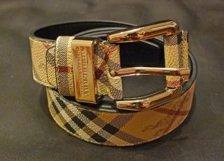 Burberry belt mens clothing accessories plaid check leather 43 44 US 