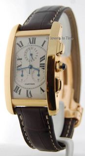 Cartier Tank Americaine Chronograph 18k Yellow Gold Box & Papers 