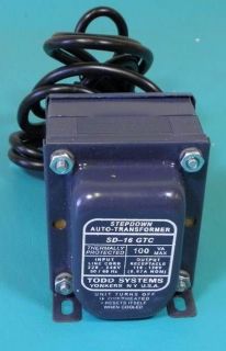 Todd Systems SD 16 GTC Thermal Protected Transformer, 100 W; 220V to 