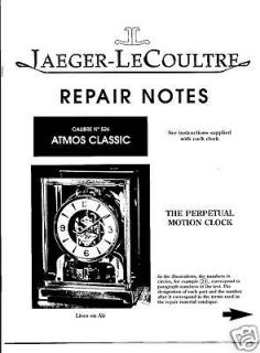 Jaeger LeCoultre Atmos Clock Repair Manual Caliber 526
