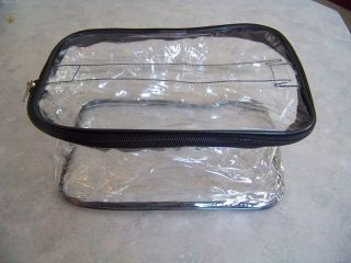 NEW** CLEAR ZIPPERED COSMETIC VINYL PLASTIC MAKE UP BAG POUCH CASE