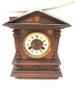 Junghans Victorian German Architectural Oak Case Striking Mantle Clock 