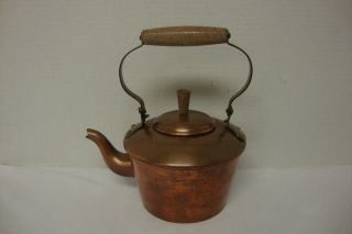 Copper, Brass & Wood Teapot, Portugal, Nice Patina