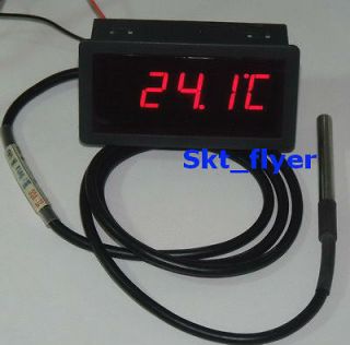Red LED Digital Car Temperature Meter Thermometer  55 125°C DS18B20 
