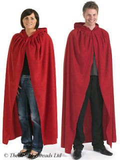 Cloak Cape Long Hooded Halloween Costume Adult Ladies Men Red Blue 