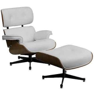  Mid Century/Retro White Leather Recliner w/Ottoman Chair Furniture New