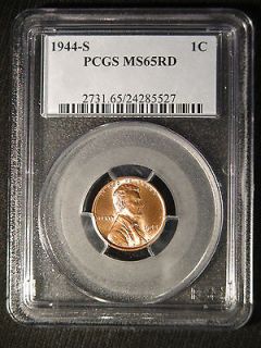 1944 S Lincoln Wheat Penny Cent PCGS MS65RD Red 1c BU Uncirculated 