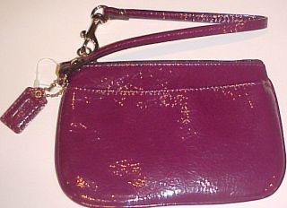 Coach Patent Leather Small Wristlet Plum Purple 47782 ~ New w/Tags