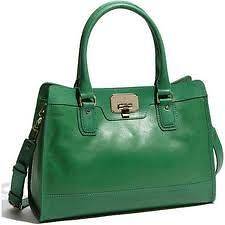 Cole Haan Vintage Valise  Green Kendra Leather Bag Tote Purse 