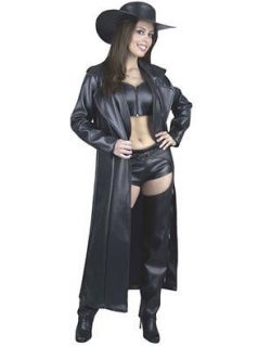 Womens Large Black Range Rider Costume Trench Coat