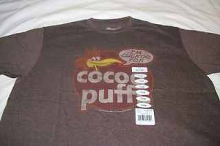 Mens Graphic T Shirt S Small COCOA PUFFS New BNWT Brown Vintage Cereal 