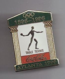 1996 Coca Cola Olympic Table Tennis Pin Atlanta Coke Set USOC 2012