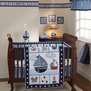   Boat Themed 4pc Baby Boy Nursery Water Crib Bedding Set Collection