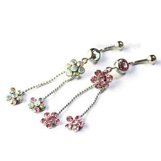 Color Rhinestones Diamond Crystal Curved Belly Button Navel Ring 