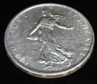 Old 1960 Silver French 5 Francs Coin Republique Francaise 29mm BIG 