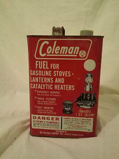   1960s Coleman Gasoline Stove and Lantern Fuel 1 Gallon Can Graphic Oil