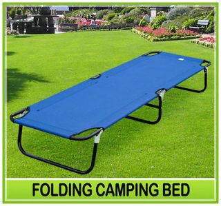   Military Cot Adventure Style Steel Pipe Camping Bed Authentic Blue