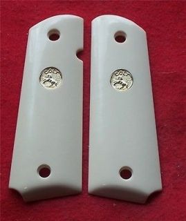 Colt Grips .38 Super Grips 1911 Simulated Ivory Grips with Gold Colt 