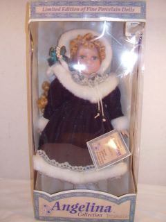 16 Angelina Collection Porcelain Doll, Victorian style dress & Hat 