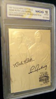 BABE RUTH/LOU GEHRIG 70TH ANNIVERSARY SIGNATURE 23 KT GOLD WCG GEM MT 