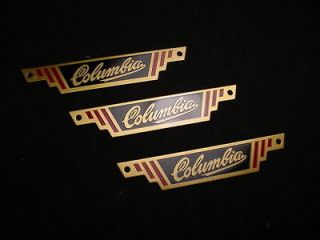 COLUMBIA REAR RACK BADGE NAME PLATES 1940S BRASS 5 STAR BIKE 