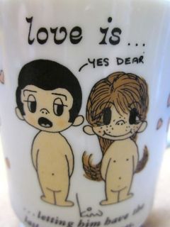 LOVE IS coffee mug Kim Grove retro comic Last Word cup 1972 Casali