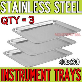 LOT 3 15.5 x 11.5 Stainless Steel Tray Medical Tattoo Dental Piercing 