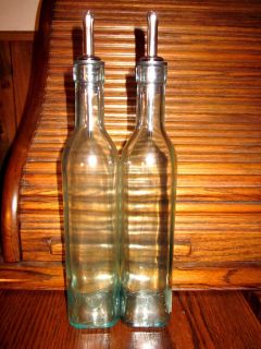 Oil & Vinegar Glass Bottle Dispensers 13 tall   Made In Italy for Wal 