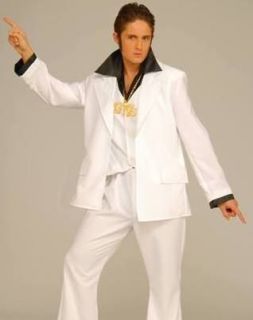 Mens Halloween Costume 70s Disco King White Suit Outfit