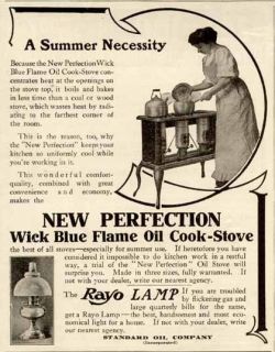 NICE 1908 RAYO LAMP & NEW PERFECTION OIL COOK STOVES AD