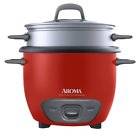 New 6 Cup Cooked Rice Cooker and Food Steamer Red, Nonstick Inner Pot 