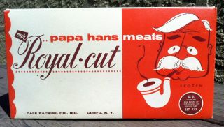 Vintage 1950s PAPA HANS Royal Cut Meat DISPLAY Gift BOX Cardboard 