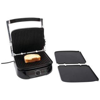 New Maxam 4 Slice Panini Grill Sandwich Press Maker Detachable Trays 