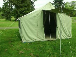 Tent Canvas 12 X 9 X 7 3 Tall With Awning Camping Cabin Vintage 