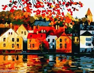 Acrylic Paint by Number Kit 50x40cm (20x16) Lakeside Town JC7086