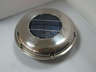 Solar Vent Fan, Day & Night, Stainless Steel   Low Profile   Solar 