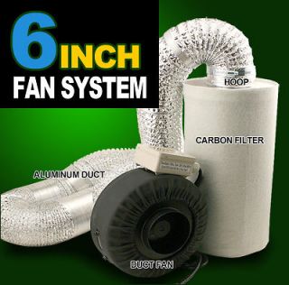 New MTN Hydroponics 6 Inline Duct Tube Exhaust Fan Carbon Filter Kit 