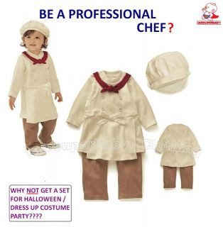 30M Baby Boy Girl Twins Professional Chef Set Costume 4 Dress Up 