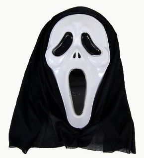 Scary Ghost Face Scream Halloween Costume Mask with Hood