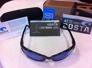 NEW Costa Del Mar Sunglasses Harpoon Black Blue Mirror Glass 400G HR 