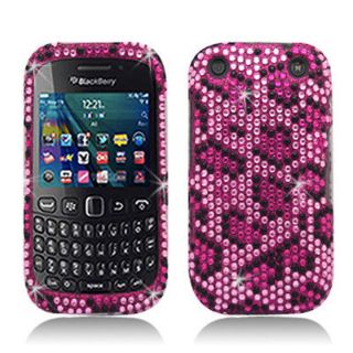 Leopard Pink Bling Hard Snap On Cover Case for BlackBerry Curve 9310 