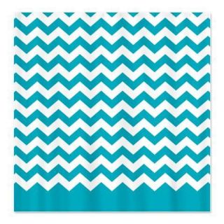 chevron pattern teal Girly Shower Curtain by 674870479