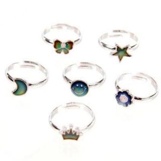   changing mood ring adjustable 12 designs heart dolphin crown star