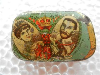   Vintage Queen Mary & King George Litho Print Penny Ad Litho Tin Box