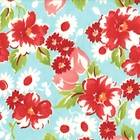 Ruby Swoon Aqua Floral Flower FLANNEL Cotton Quilting Quilt Moda 