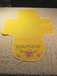 Vintage Napkin Cover Yellow Nuns Soilproof Products Embroidered 