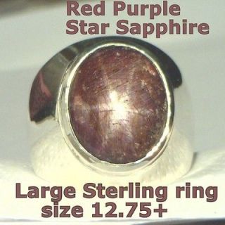   Purple Star Sapphire Handmade Sterling Silver Gents Ring size 12.75