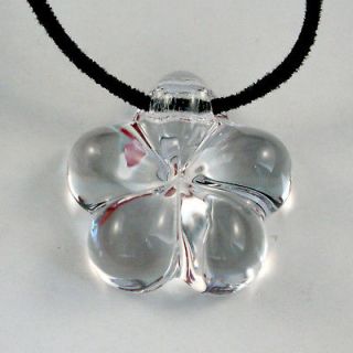   BACCARAT France Crystal Clear Lily Flower Pendant Necklace with Box